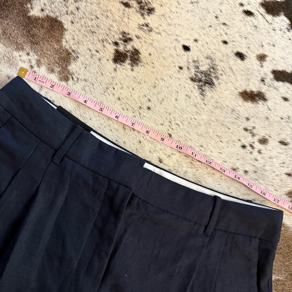 ARITZIA Effortless Linen Wide Leg Trouser Pants‎ In Dark Night Navy Size 14 NWT - Picture 6 of 10